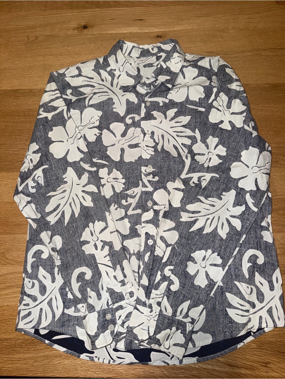 Men's Blue Floral Button-Up Shirt Jacket